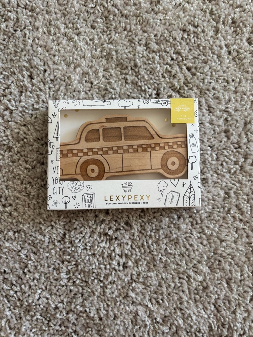 Lexypexy Natural Wood Taxi Toy - Eco Chic Kids Toy, Brown
